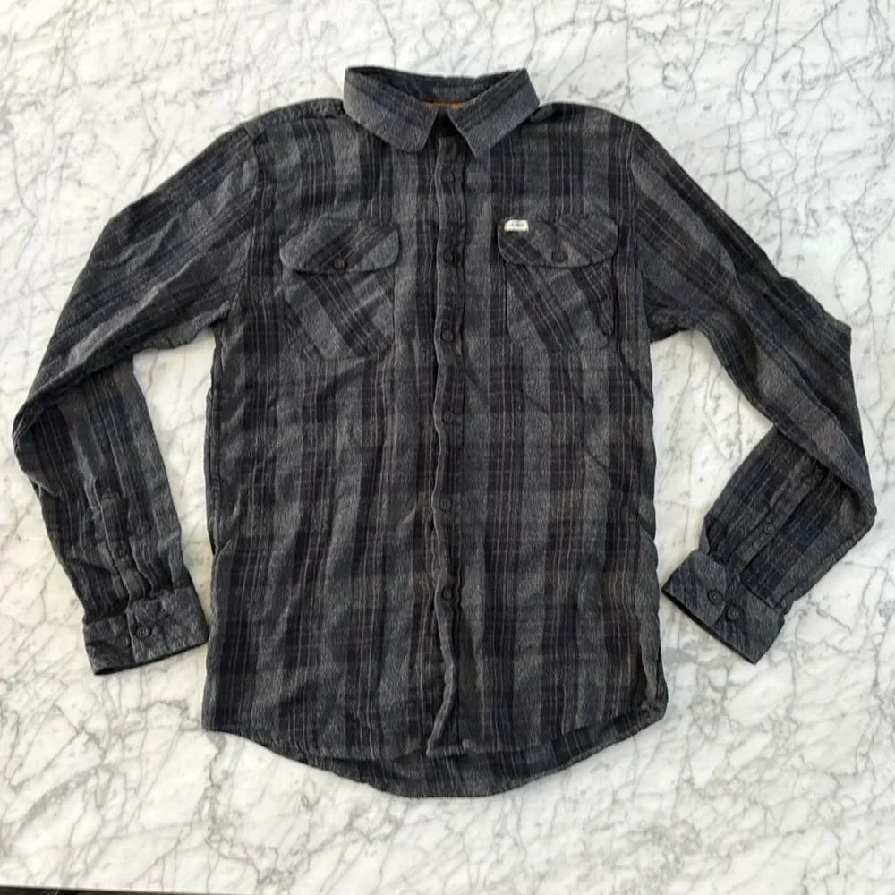 Captain Fin mens long sleeve button up flannel shirt Sz M